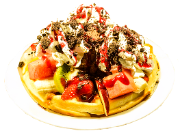 Waffle con helado